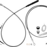 FAT BAGGERS INC. EZ Install Kit - 10" Handlebars - Upper Clutch - Full Length - Braided Stainless Steel/Chrome 249010-C