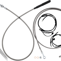 FAT BAGGERS INC. EZ Install Kit - 13"/14" Handlebars - Upper Clutch - Full Length - Braided Stainless Steel/Chrome 249014-C