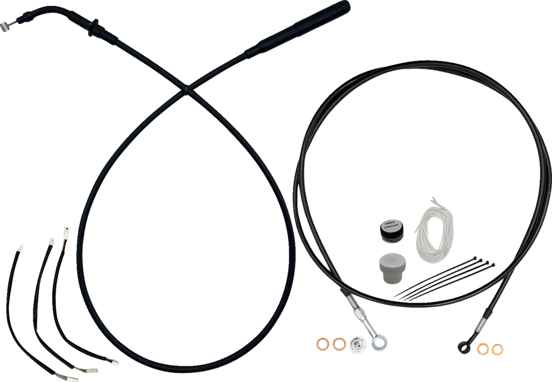 FAT BAGGERS INC. EZ Install Kit - 12" Handlebars - Upper Clutch - Full Length - Black 249012-B