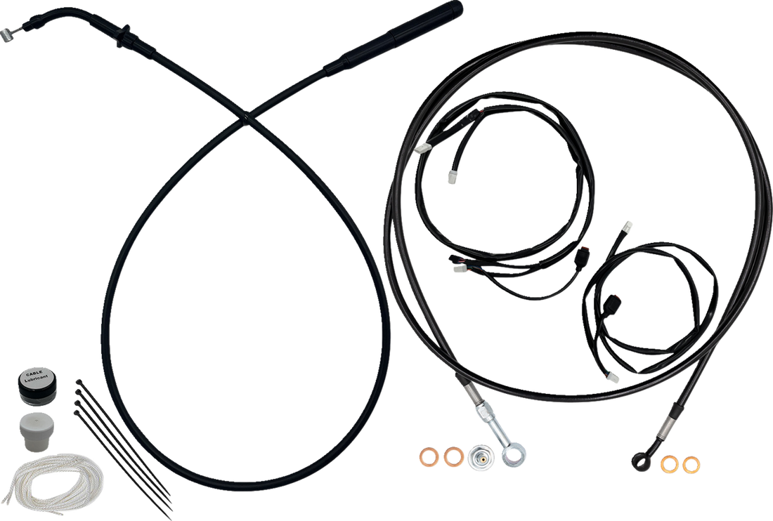 FAT BAGGERS INC. EZ Install Kit - 13"/14" Handlebars - Upper Clutch - Full Length - Black 249014-B