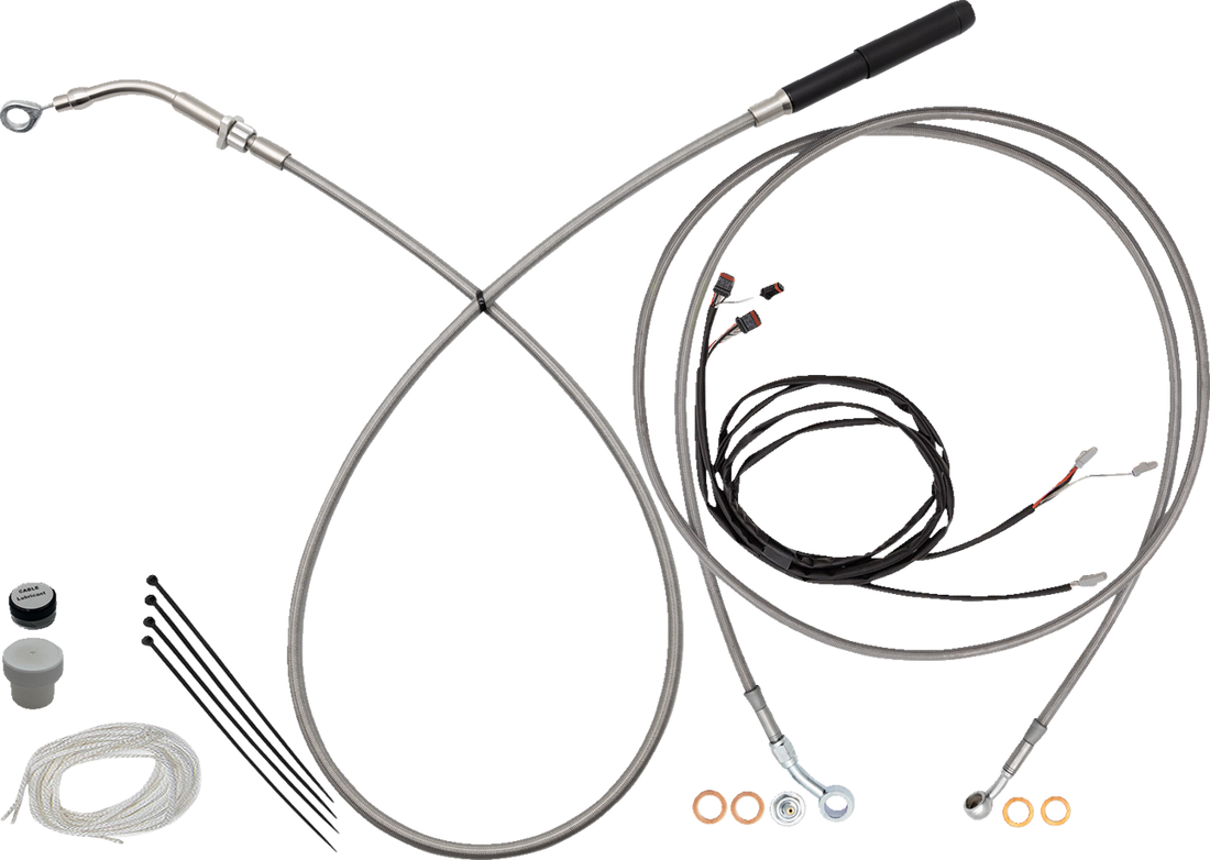FAT BAGGERS INC. EZ Install Kit - 10" Handlebars - Upper Clutch - Full Length - Braided Stainless Steel 219010