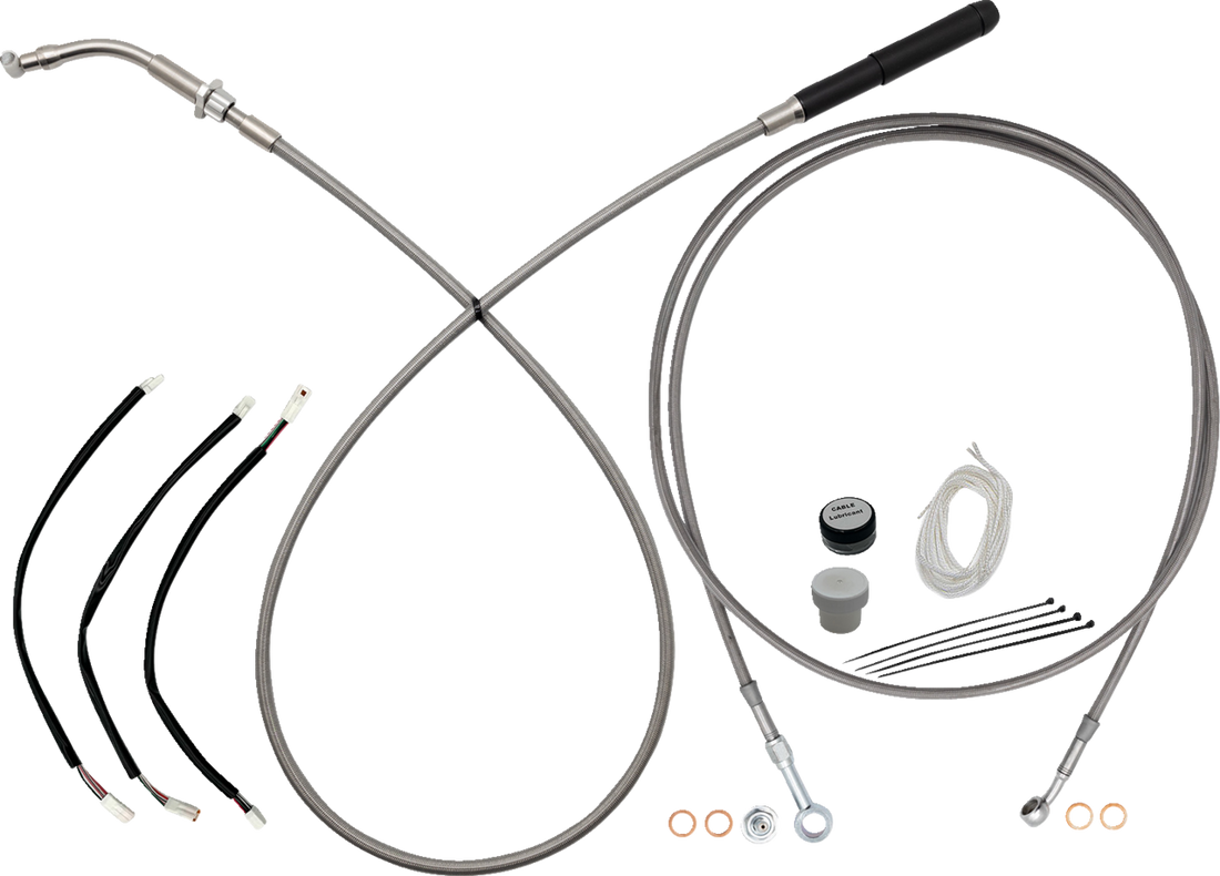 FAT BAGGERS INC. EZ Install Kit - 12" Handlebars - Upper Clutch - Full Length - Braided Stainless Steel 249012