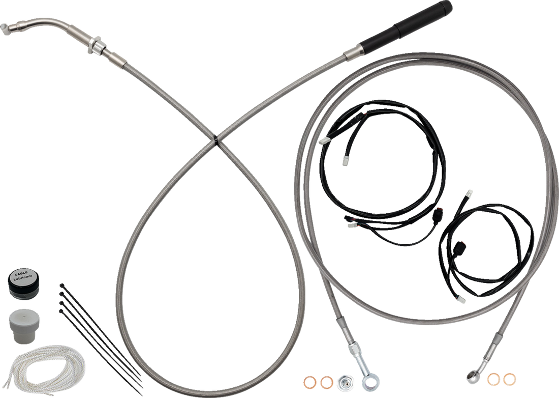 FAT BAGGERS INC. EZ Install Kit - 13"/14" Handlebars - Upper Clutch - Full Length - Braided Stainless Steel 249014