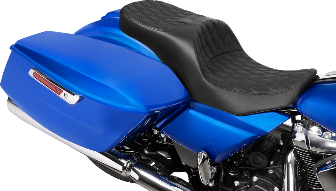 DRAG SPECIALTIES SEATS Forward Position Freedom Seat - Vinyl - Black Double Diamond Stitch - FLH/FLT '23-'25 4715B