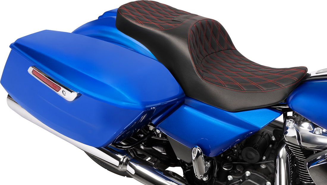 DRAG SPECIALTIES SEATS Forward Position Freedom Seat - Vinyl - Red Double Diamond Stitch - FLH/FLT '23-'25 4715D