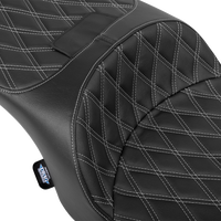 DRAG SPECIALTIES SEATS Forward Position Freedom Seat - Vinyl - Silver Double Diamond Stitch - FLH/FLT '23-'25 4715C