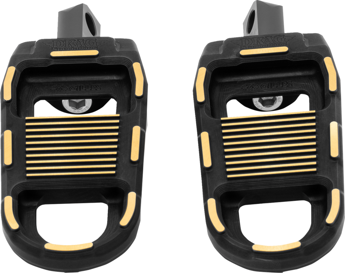 DRAG SPECIALTIES Adjustable Foot Pegs - Black/Gold RGK2-B003