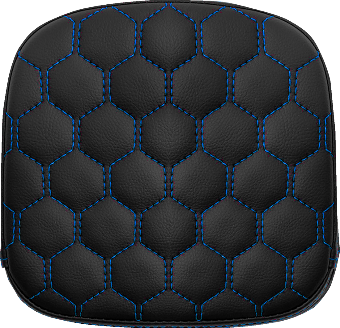 SADDLEMEN Sissy Bar Pad - Honeycomb - Blue Stitching 040749BLU