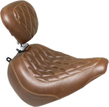 MUSTANG Seat - Wide Tripper Solo - with Backrest - Diamond - Brown 83058