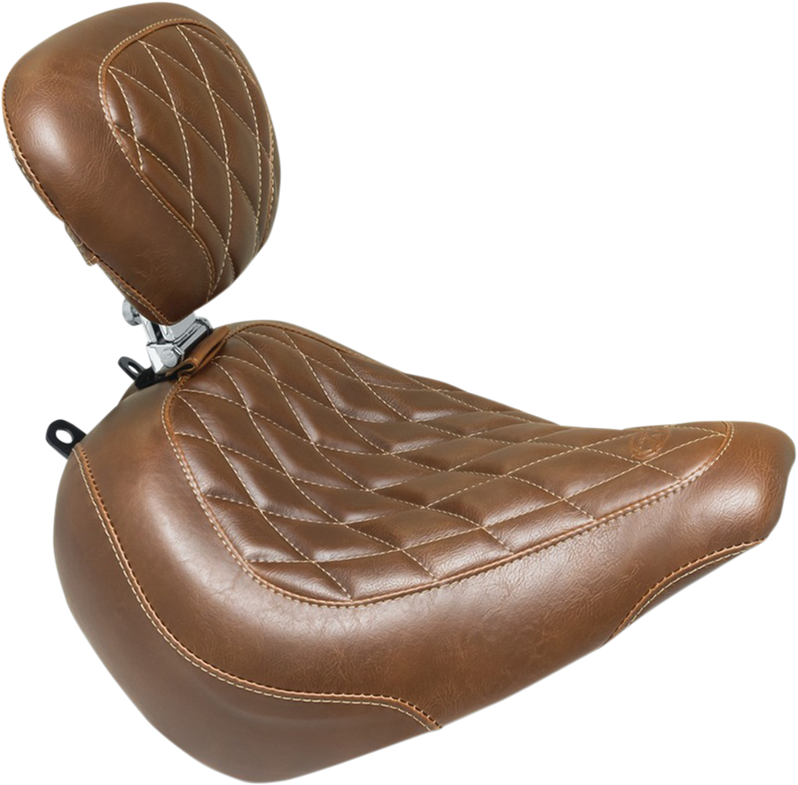 MUSTANG Seat - Wide Tripper Solo - with Backrest - Diamond - Brown 83058