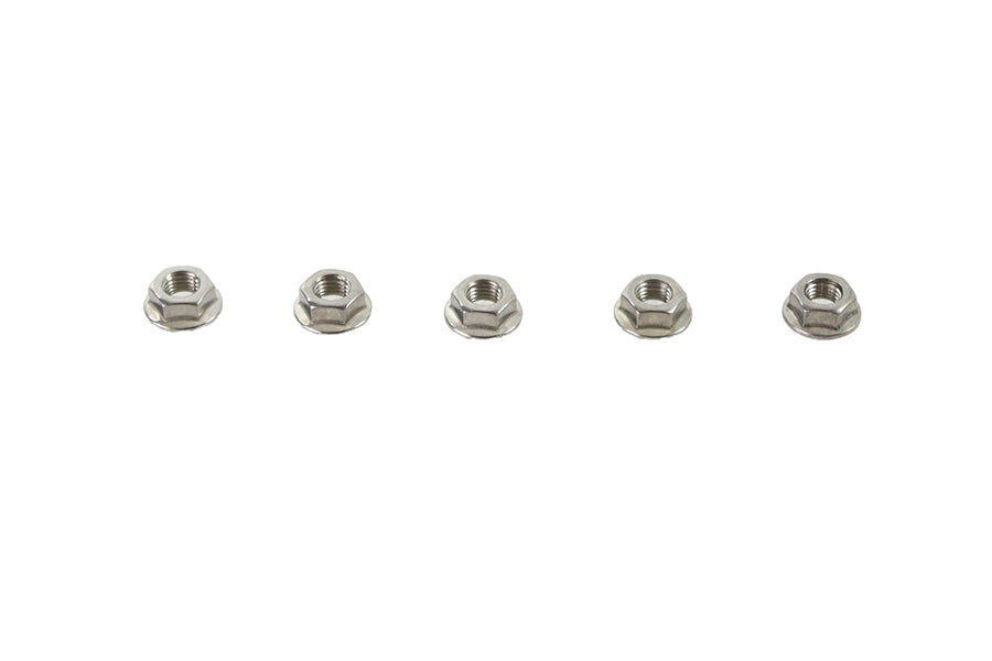 73-0247 - Serrated Hex Flange Nuts 5/16 inch-24 Stainless Steel by V-Twin
