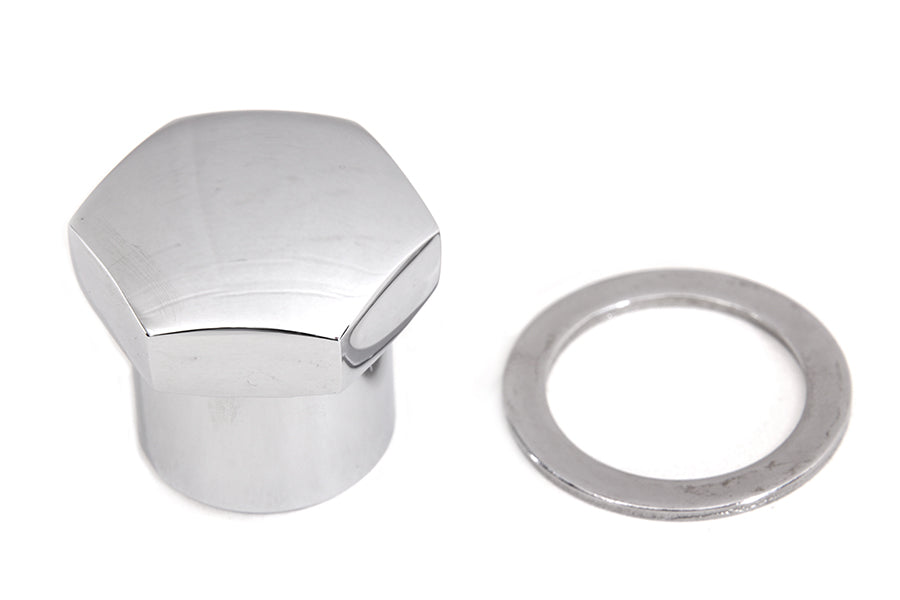 7619-1T - Chrome Domed Triple Tree Fork Stem Nut by V-Twin