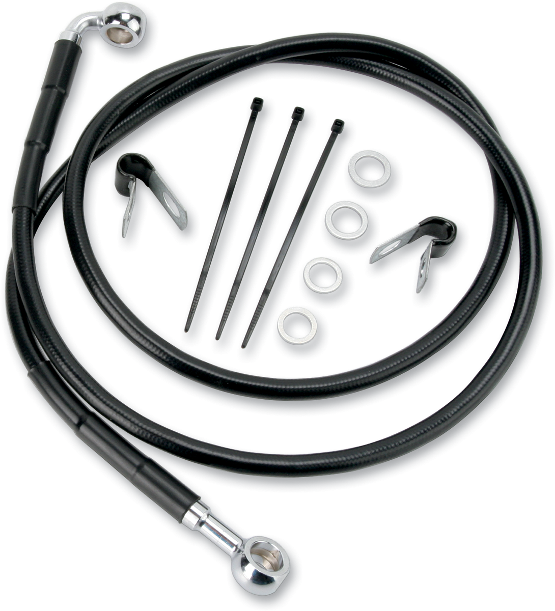 DRAG SPECIALTIES Brake Line - Front - Black - +8" 640115-8BLK
