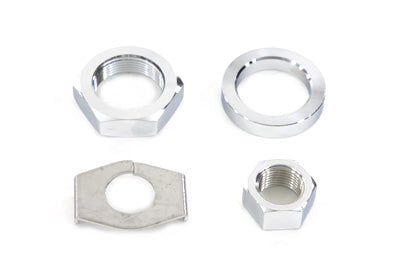 8160-4T - Chrome Rear Axle Nut and Lock Kit by V-Twin