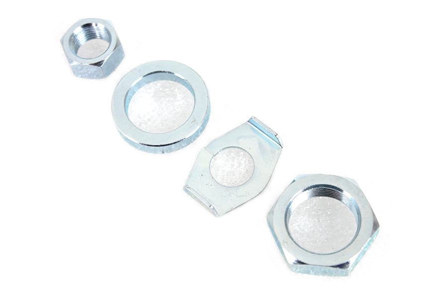 8161-4T - Zinc Rear Axle Nut and Lock Kit by V-Twin