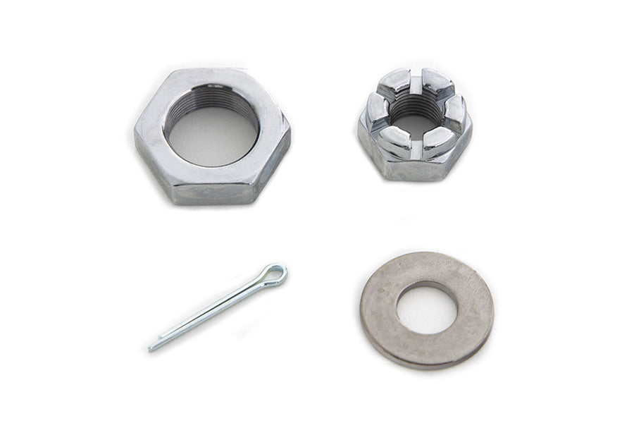 8162-3T - Chrome Front Axle Nut Kit by V-Twin