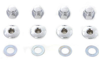 8224-8T - Rocker Shaft End Nut Stock Allen Type Chrome by V-Twin