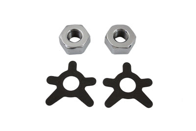 8409-4T - Brake Shaft Nut and Lock Kit Chrome by V-Twin