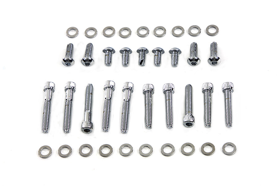 9959-38T - Primary Cover Screw Kit Knurled Chrome by V-Twin