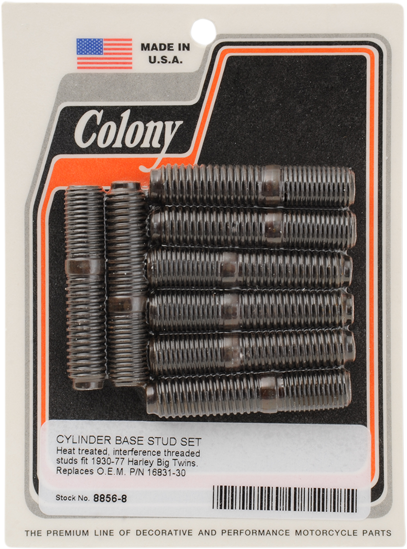 DS-189956 - COLONY Cylinder Stud Set - '30-'77 Big Twin 8856-8