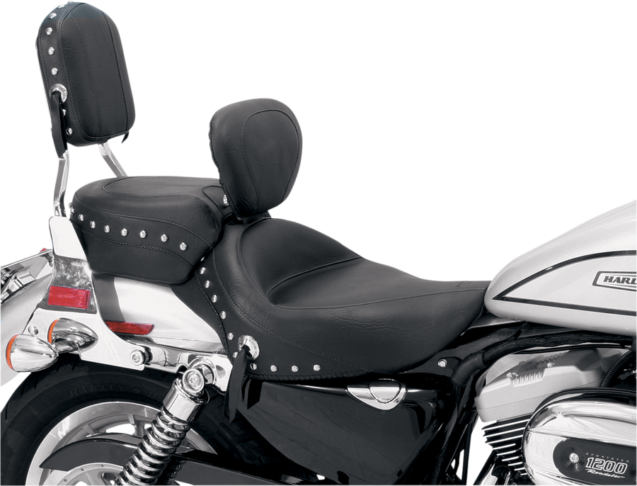 0804-0309 - MUSTANG Wide Solo Seat - With Backrest - Black - Studded W/Concho - XL '04-'21 79437