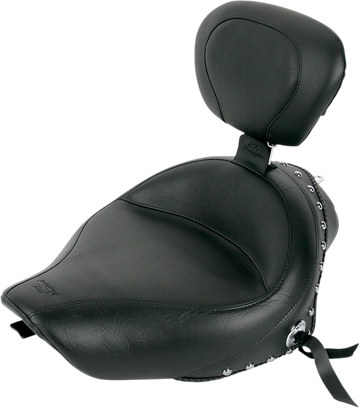 0804-0310 - MUSTANG Wide Solo Seat - With Backrest - Black - Studded W/Concho - XL '04-'20 79439