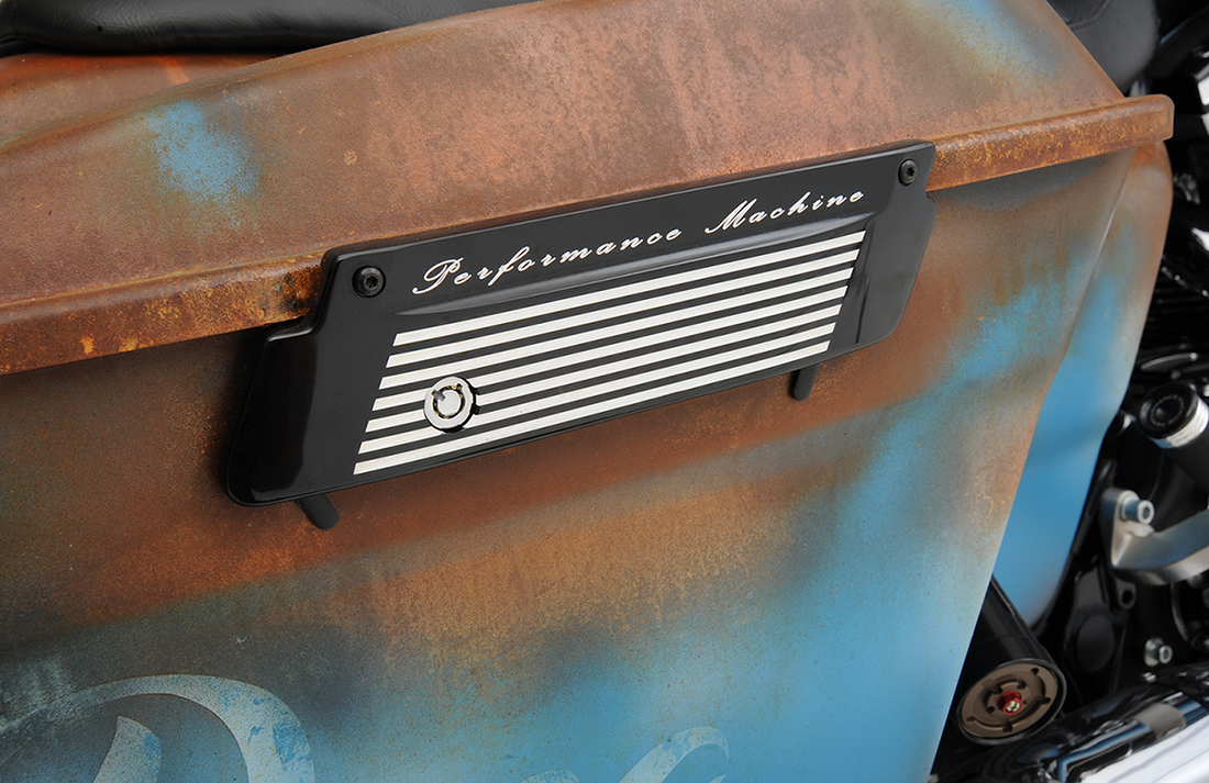 3501-0837 - PERFORMANCE MACHINE (PM) Saddlebag Latch - Fluted - Contrast Cut* 0200-2001-BM