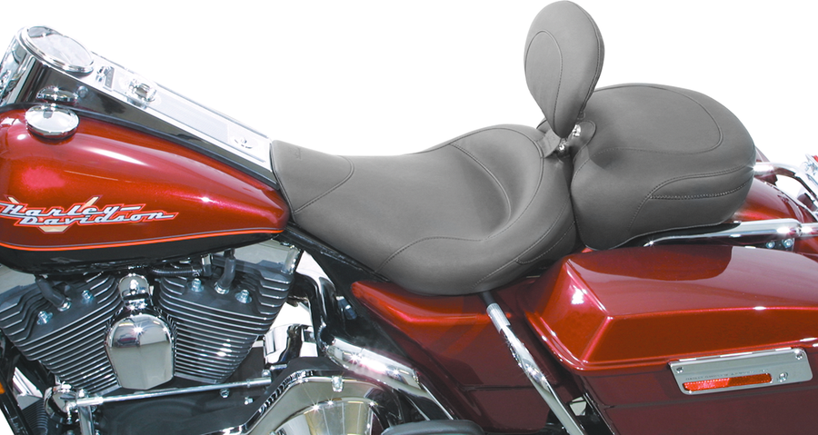 0805-0033 - MUSTANG Wide Solo Seat - With Backrest - Vintage - Black - Smooth - Road King '97-'07 79100