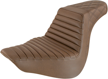 0801-1247 - SADDLEMEN Step-Up Seat - Front Tuck-n-Roll/Rear Lattice Stitch - Brown - Softail 818-27-176BR