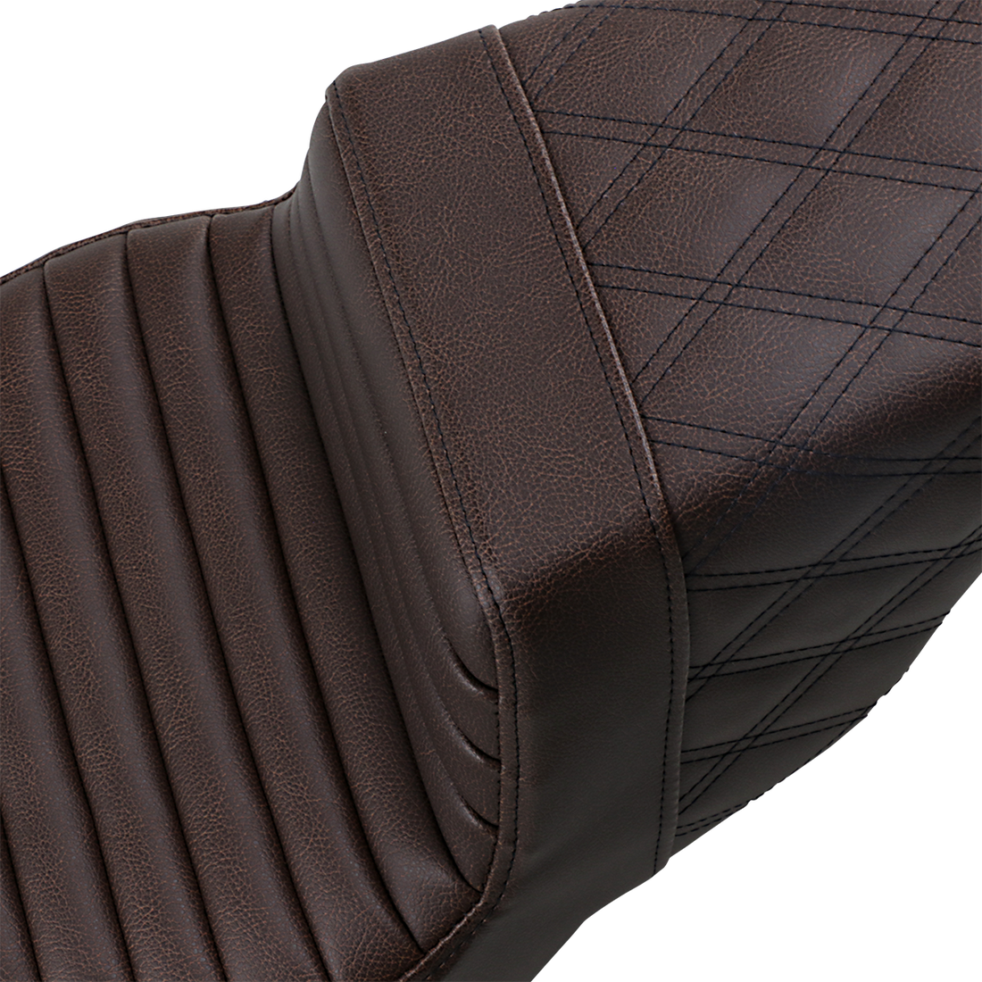 0801-1245 - SADDLEMEN Step-Up Seat - Front Tuck-n-Roll/Rear Lattice Stitch - Brown - FLH 808-07B-176BR