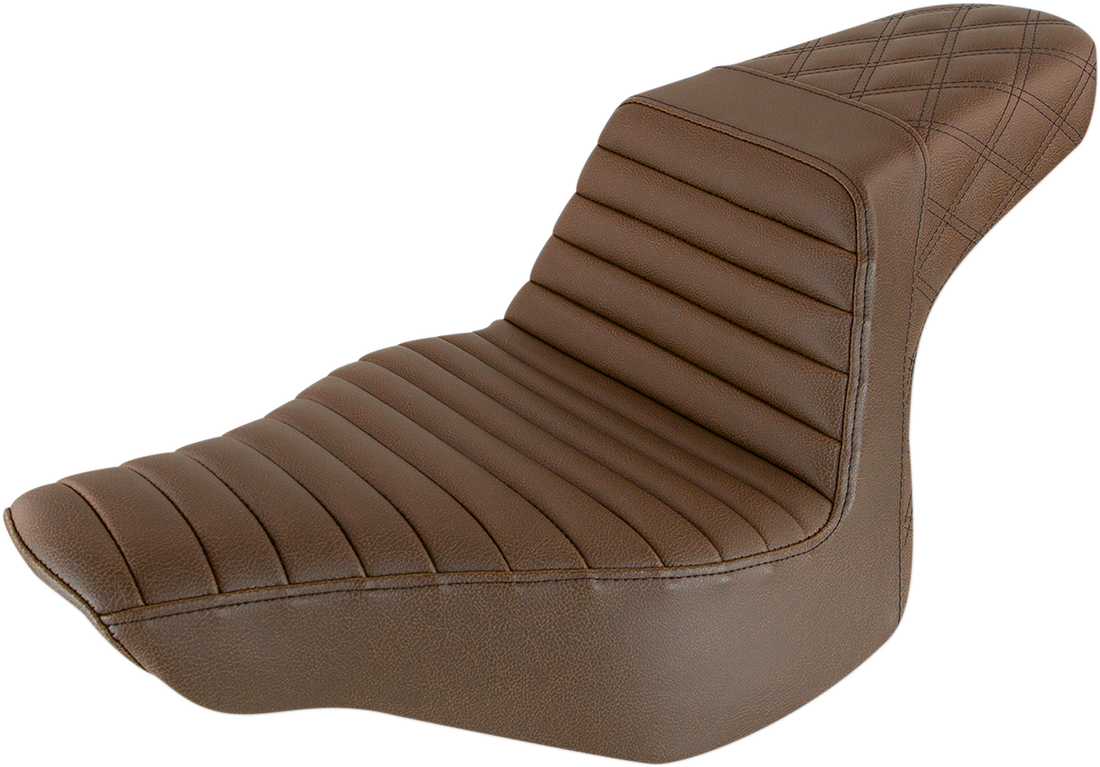 0802-1370 - SADDLEMEN Step-Up Seat - Front Tuck-n-Roll/Rear Lattice Stitch - Brown 813-27-176BR