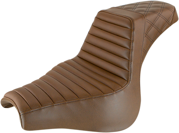 0802-1372 - SADDLEMEN Step-Up Seat - Front Tuck-n-Roll/Rear Lattice Stitch - Brown 818-28-176BR