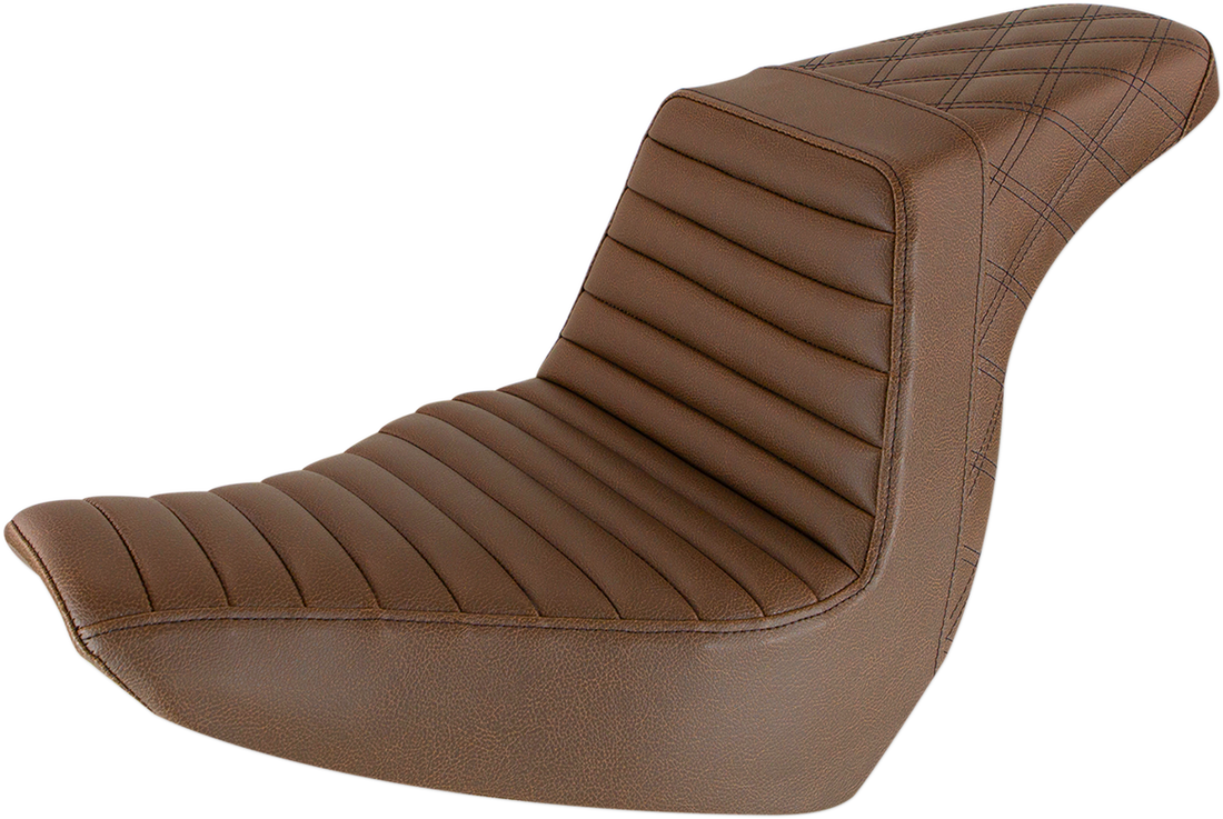 0802-1374 - SADDLEMEN Step-Up Seat - Front Tuck-n-Roll/Rear Lattice Stitch - Brown 818-29-176BR