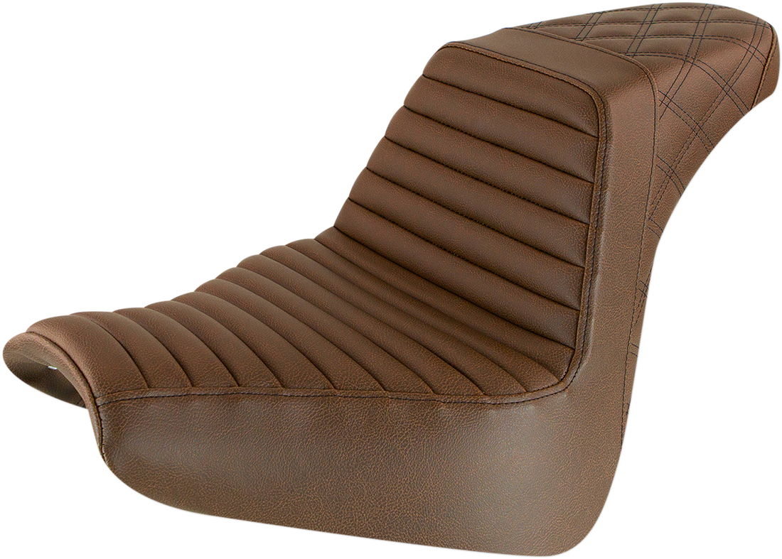 0802-1376 - SADDLEMEN Step-Up Seat - Front Tuck-n-Roll/Rear Lattice Stitch - Brown 818-31-176BR