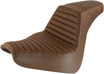 0802-1376 - SADDLEMEN Step-Up Seat - Front Tuck-n-Roll/Rear Lattice Stitch - Brown 818-31-176BR