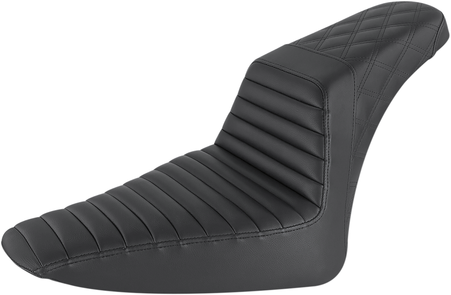0802-1379 - SADDLEMEN Step-Up Seat - Front Tuck-n-Roll/Rear Lattice Stitch - Black 812-26-176