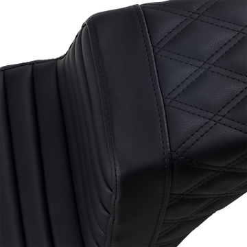 0802-1377 - SADDLEMEN Step-Up Seat - Front Tuck-n-Roll/Rear Lattice Stitch - Black 818-30-176