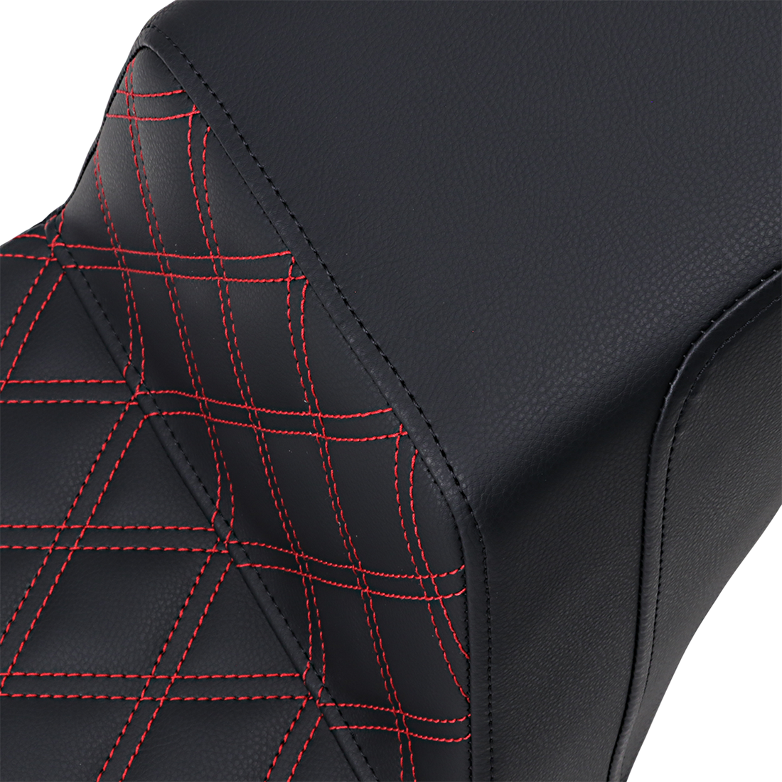 0802-1384 - SADDLEMEN Step-Up Seat - Front Lattice Stitch/With Red Stitching - Black 818-30-172RD