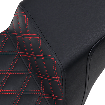 0802-1384 - SADDLEMEN Step-Up Seat - Front Lattice Stitch/With Red Stitching - Black 818-30-172RD