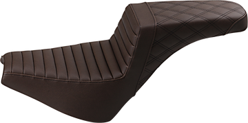 0802-1378 - SADDLEMEN Step-Up Seat - Front Tuck-n-Roll/Rear Lattice Stitch - Brown 818-30-176BR