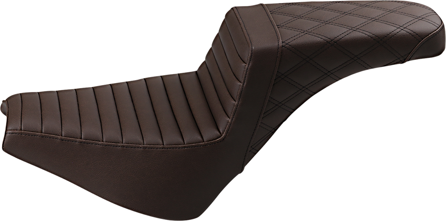 0802-1378 - SADDLEMEN Step-Up Seat - Front Tuck-n-Roll/Rear Lattice Stitch - Brown 818-30-176BR