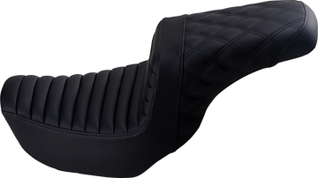 0802-1381 - SADDLEMEN Step-Up Seat - Front Tuck-n-Roll/Rear Lattice Stitch - Black 806-04-176