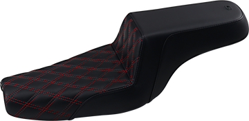 0804-0760 - SADDLEMEN Step-Up Seat - Front Lattice Stitch/With Red Stitching - Black - XL 807-11-172RD