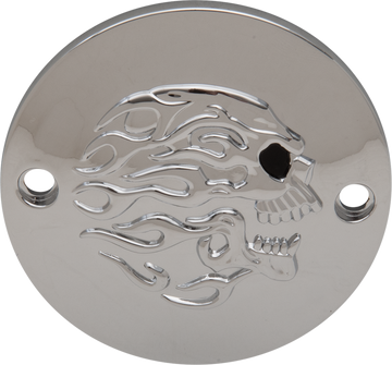 0940-1887 - DRAG SPECIALTIES Flaming Skull Points Cover - Chrome I30-0218FSKC