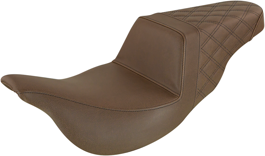 0801-1285 - SADDLEMEN Step-Up Seat - Extended Reach - Rear Lattice Stitch - Brown - FLH 808-07B-173BREX