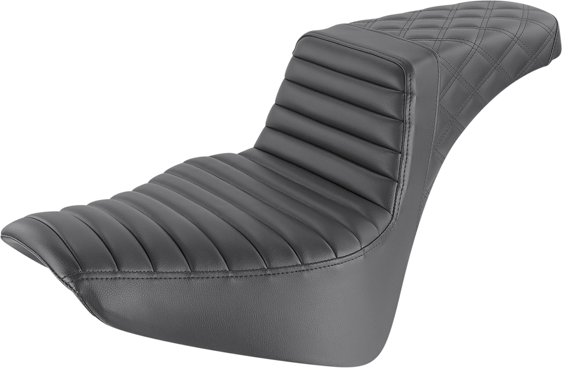 0802-1406 - SADDLEMEN Step-Up Seat - Front Tuck-n-Roll/Rear Lattice Stitch - Black 818-33-176
