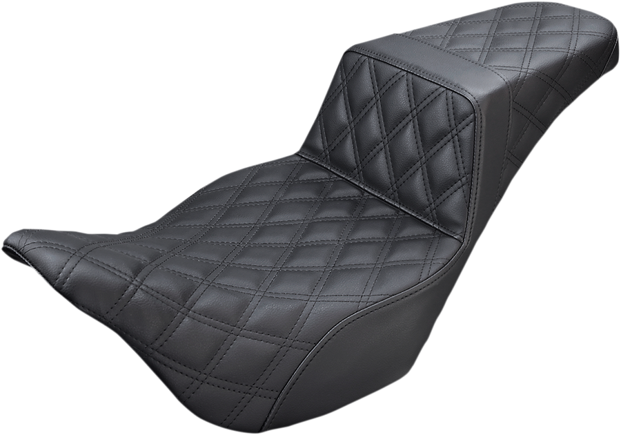 0801-1135 - SADDLEMEN Step-Up Seat - Full Lattice Stitch - Black - FLH 808-07B-175