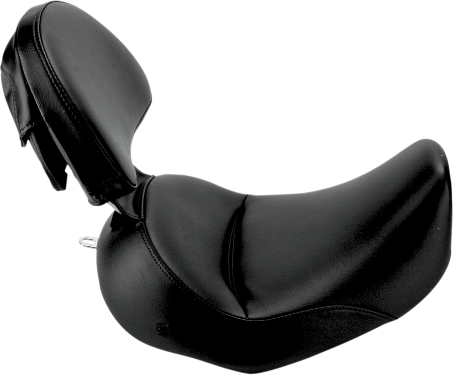 0802-0599 - SADDLEMEN Heels Down Solo Seat - With Backrest - Plain - Black - FLSTC 806-15-0041