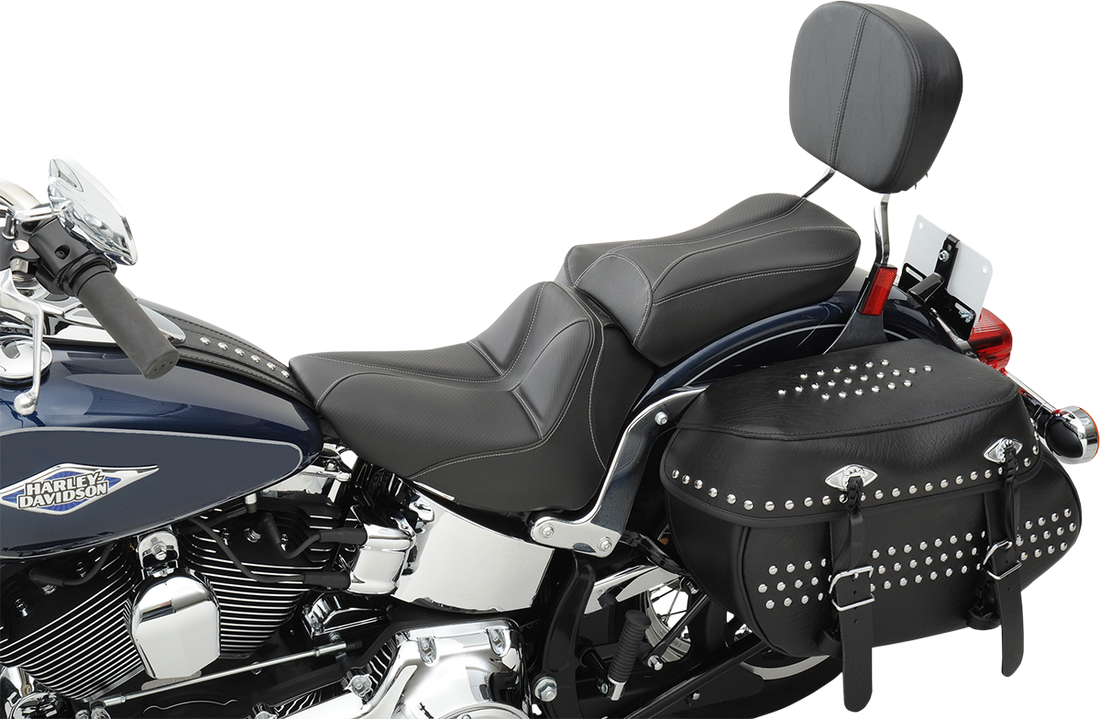 0802-0803 - SADDLEMEN Dominator Pillion Pad - Standard Reach - Black w/ Gray Stitching 806-23-0162