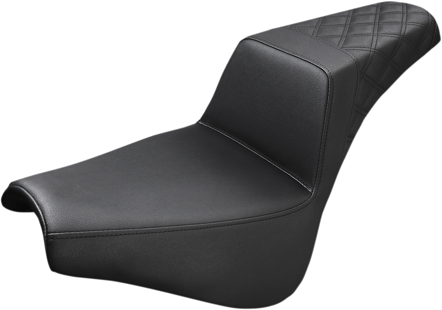 0802-0964 - SADDLEMEN Step-Up Seat - Rear Lattice Stitch - Black 818-30-173